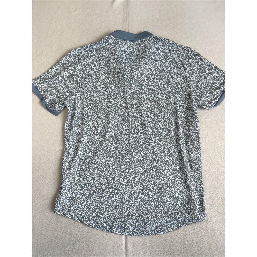 Mantra Mens Golf Polo Shirts Band Collar Lot of 2 Size Large Geometric Grey Blue - Picture 7 of 7